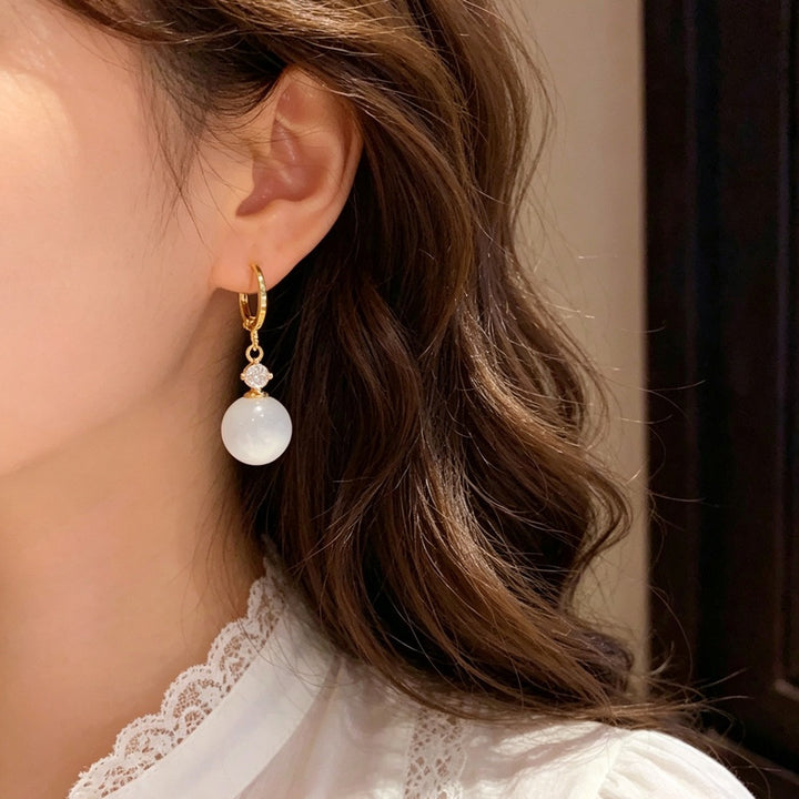 14K Gold Cat's Eye Drop Earrings