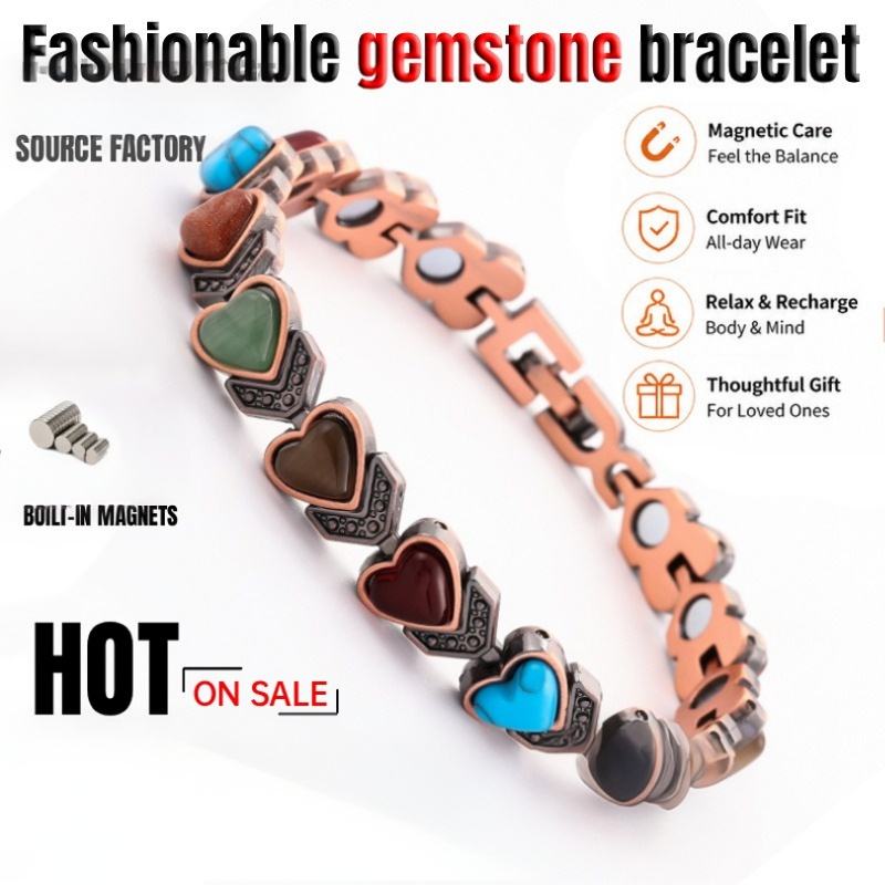 100% Pure Copper Magnetic Bracelet with Natural Turquoise