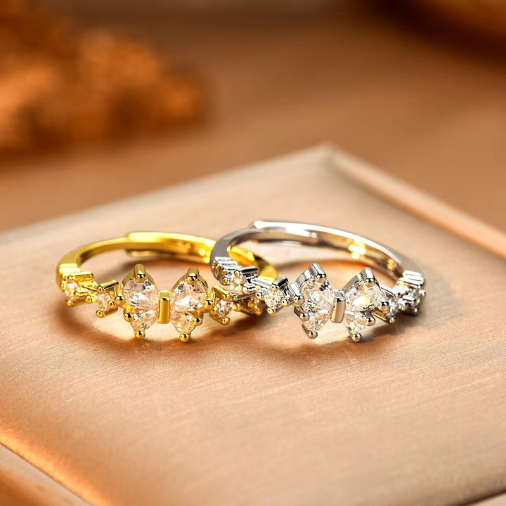 Winged Whisper 3D Pave Butterfly Open Ring