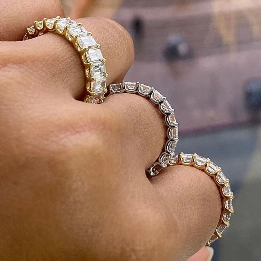 Eternity Band Emerald Cut Moissanite Full Eternity Ring