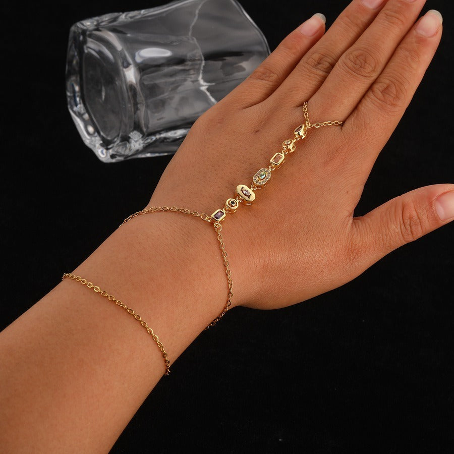 Multi-Facet Sparkle S925 Silver Colorful Stone Chain Bracelet