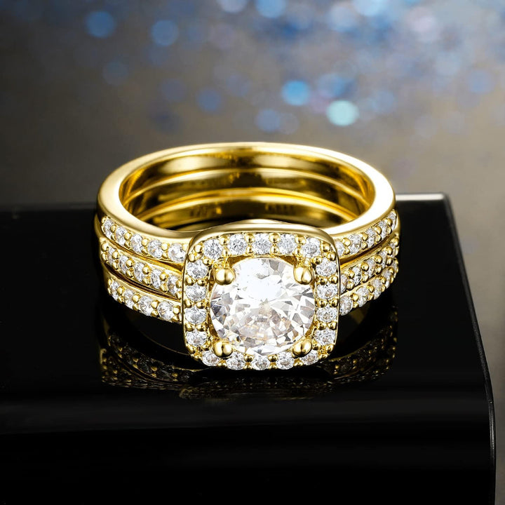 「Cushion Glow」3-Piece Stackable Ring Set
