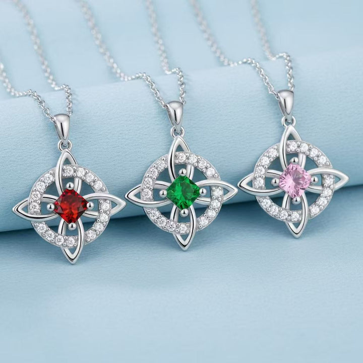 「Witch's Knot」Birthstone Double Protection Necklace