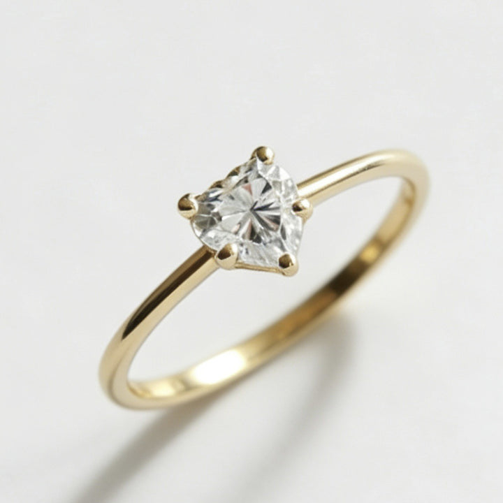 First Heart 14K Gold Minimalist Heart Solitaire Ring