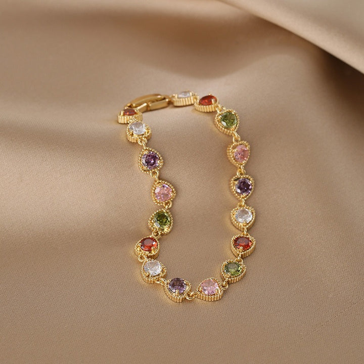 Rainbow Candy Jar 18K Gold Vintage Milgrain Gemstone Bracelet