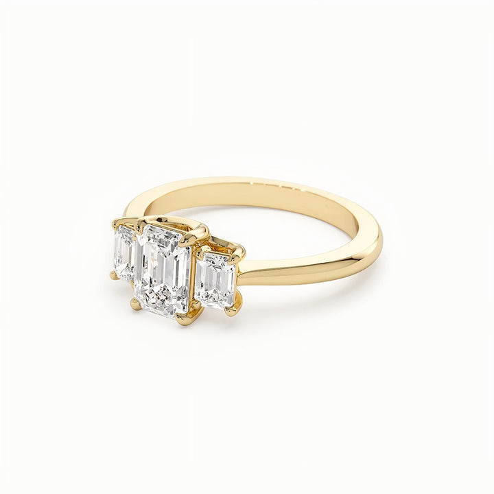 Timeless Three-Stone Emerald Cut Ring