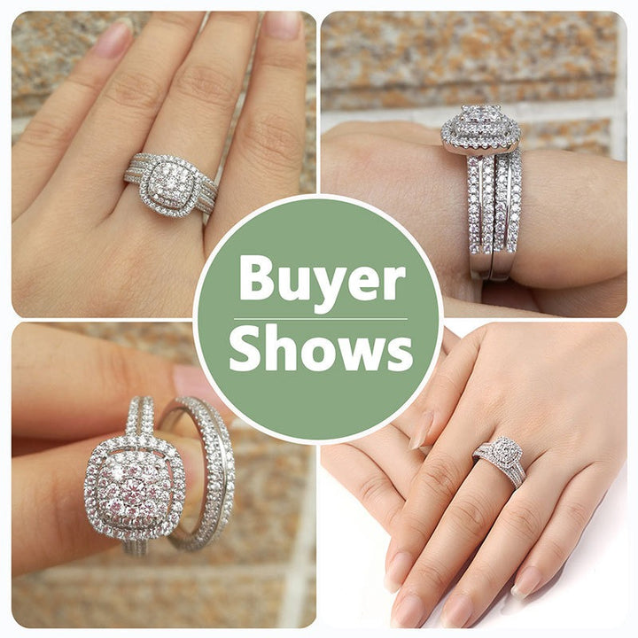 Stellar Cushion Halo Bridal Ring Set