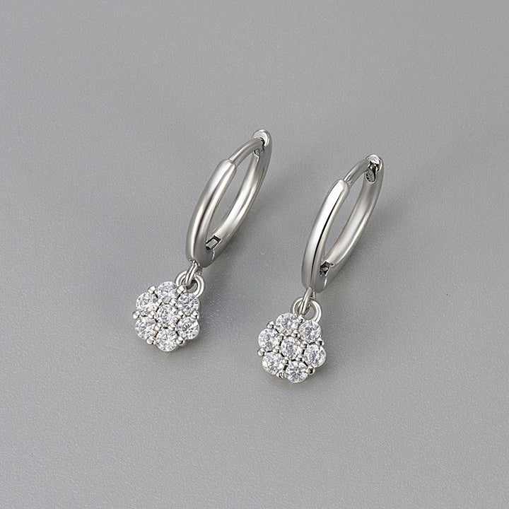 Mini Daisy Cluster Huggie Hoop Earrings