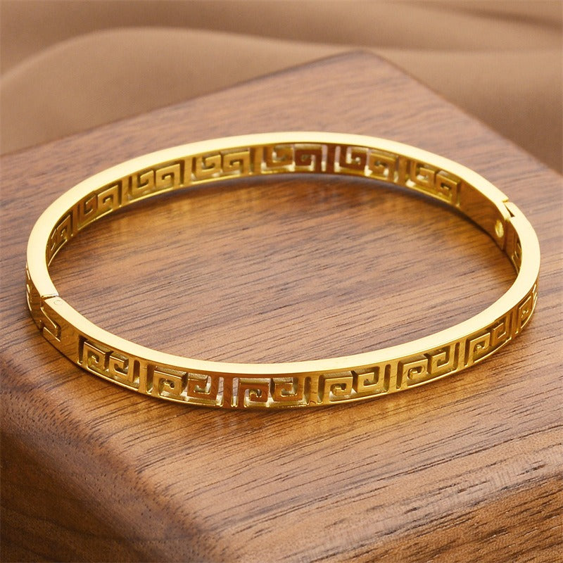 Timeless Greek Key Meander Bangle