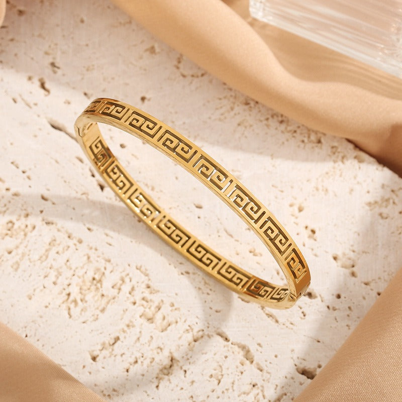 Timeless Greek Key Meander Bangle