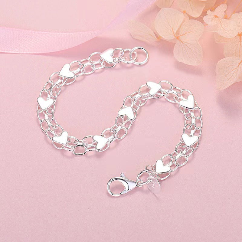 Double Layer Heart Chain Bracelet