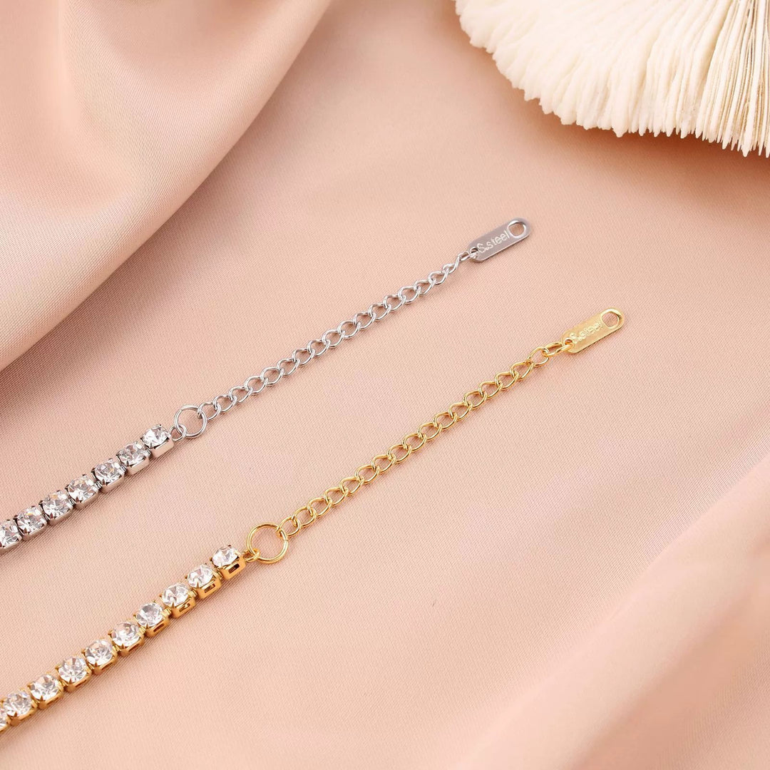 18K Gold Dainty CZ Tennis Bracelet
