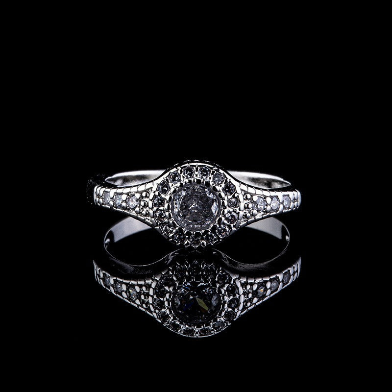S925 Silver Platinum Plated Stellar Halo 3-Piece Moissanite Ring Set