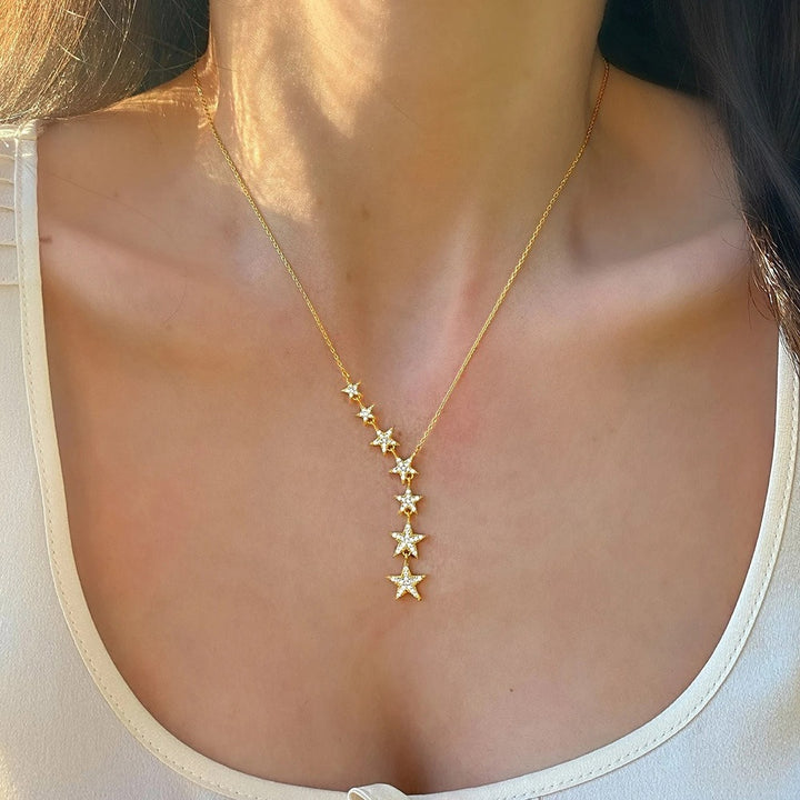 Falling Star Gradient CZ Necklace