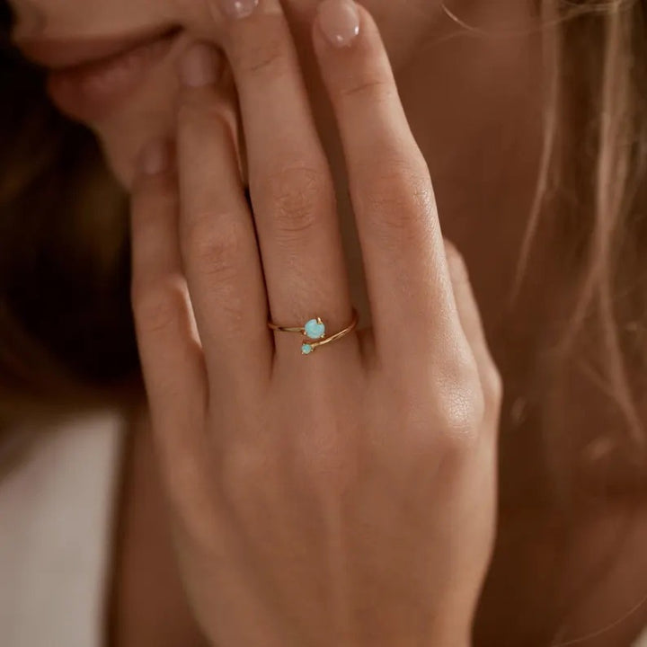 Dual Aurora Opal Open Ring