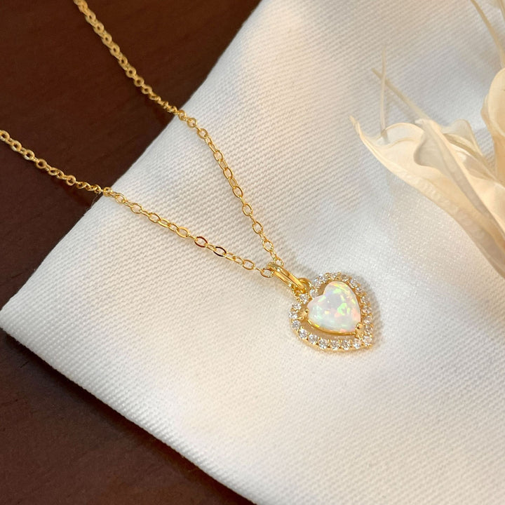 Aurora Heart Opal Pendant Necklace