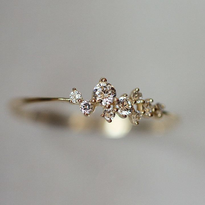 18K Gold Plated Dainty Star Cluster CZ Ring