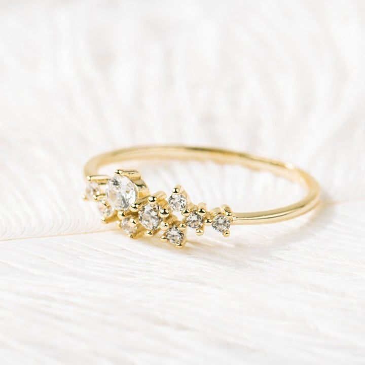 18K Gold Plated Dainty Star Cluster CZ Ring