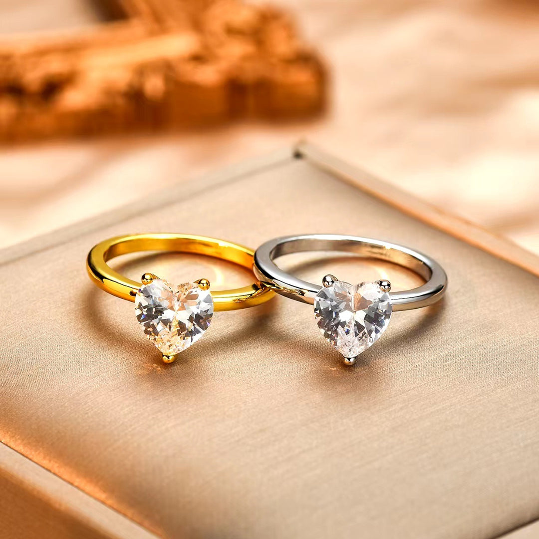 Dainty Heart CZ Solitaire Ring