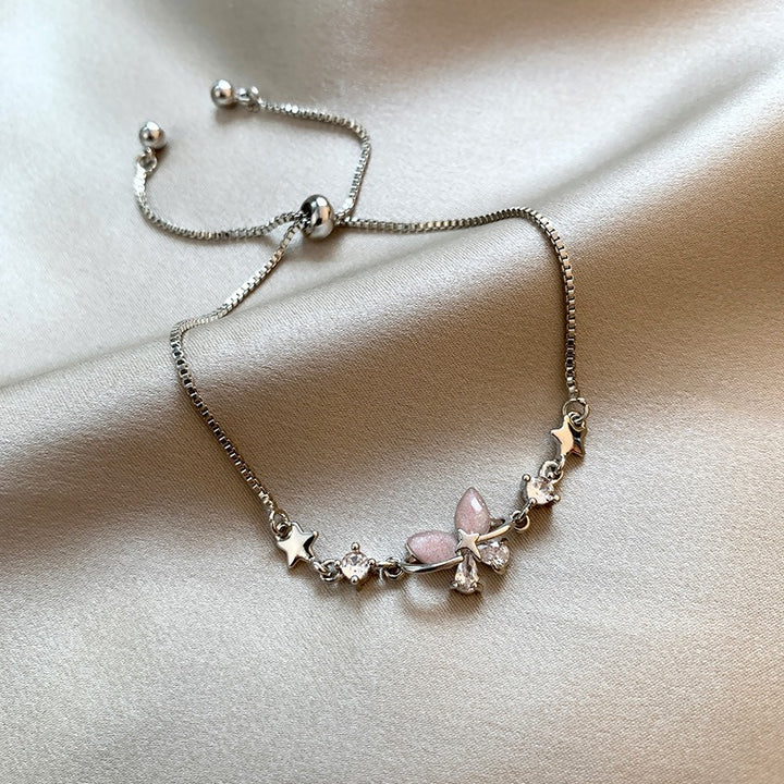 Dainty Butterfly Star 925 Sterling Silver Slider Bracelet