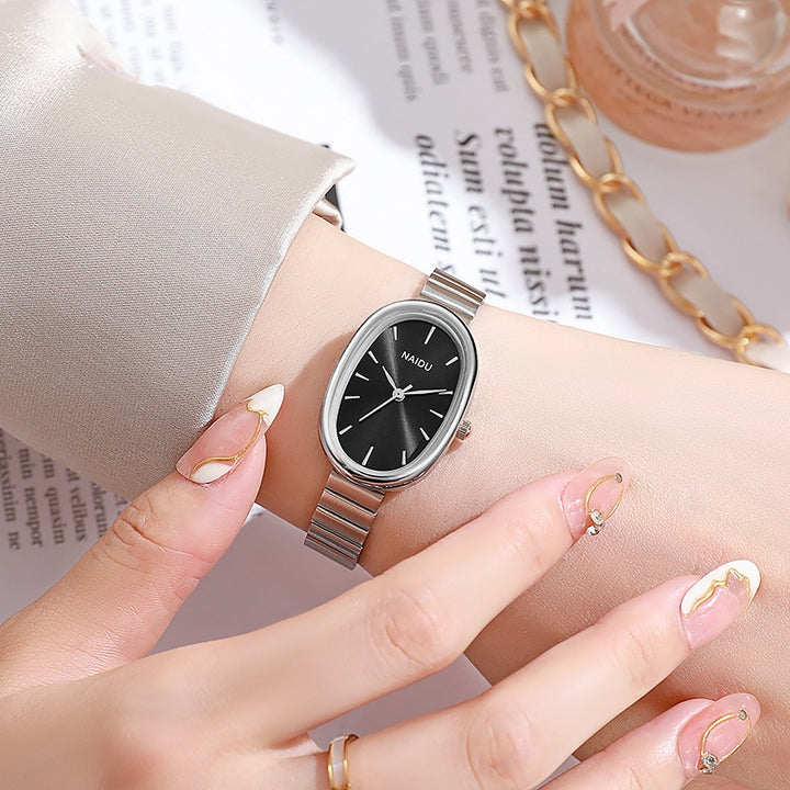 Vintage Oval Quiet Luxury Stretch Band Watch