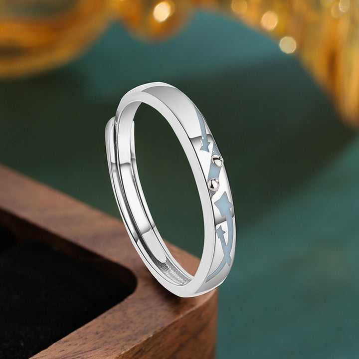 Starry Night Shooting Star Glow-in-the-Dark Couple Rings