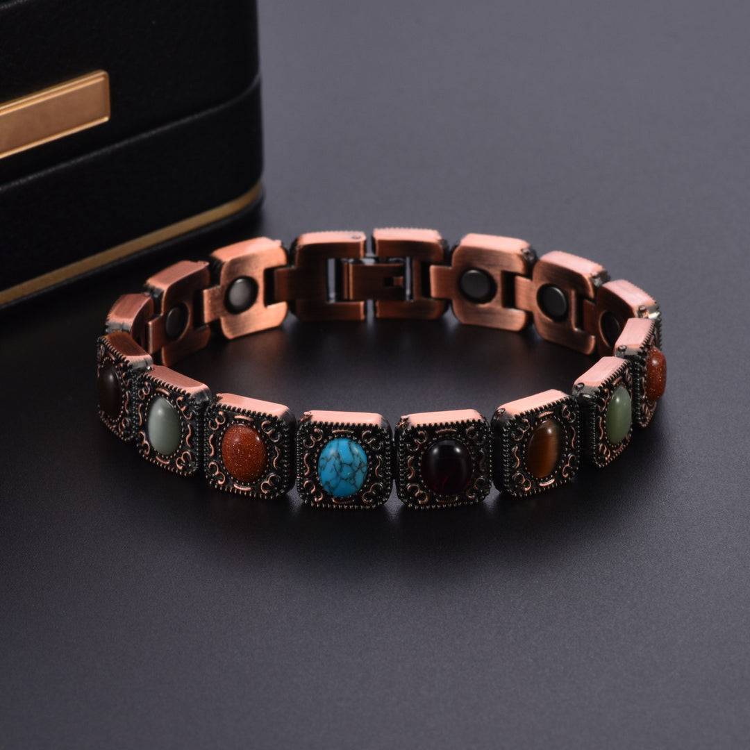 Vintage Copper Natural Stone Magnetic Therapy Bracelet