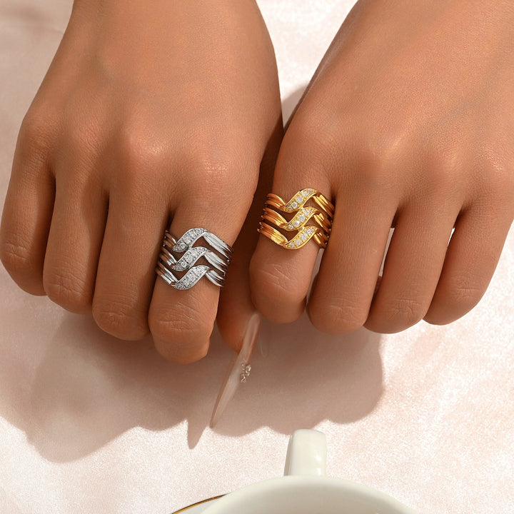 Flowing Ribbon Multi-Band Ring
