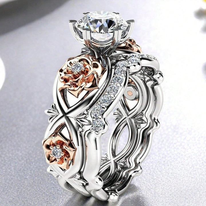 Rose Vow Two-Tone Rose 2-in-1 Detachable Engagement Ring Set