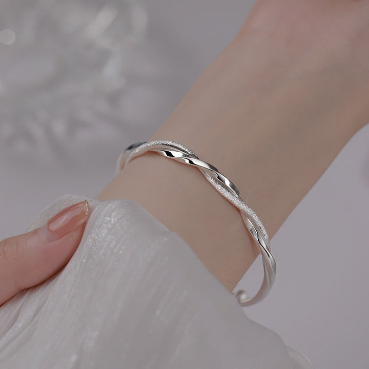 Infinite Eternity S925 Sterling Silver Frosted Mobius Strip Bracelet