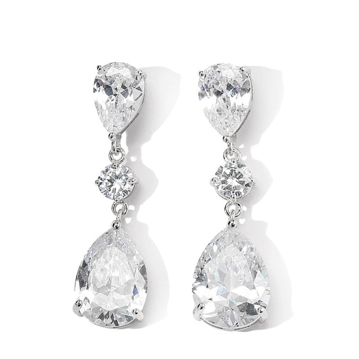 S925 Sterling Silver Moissanite Teardrop Drop Earrings
