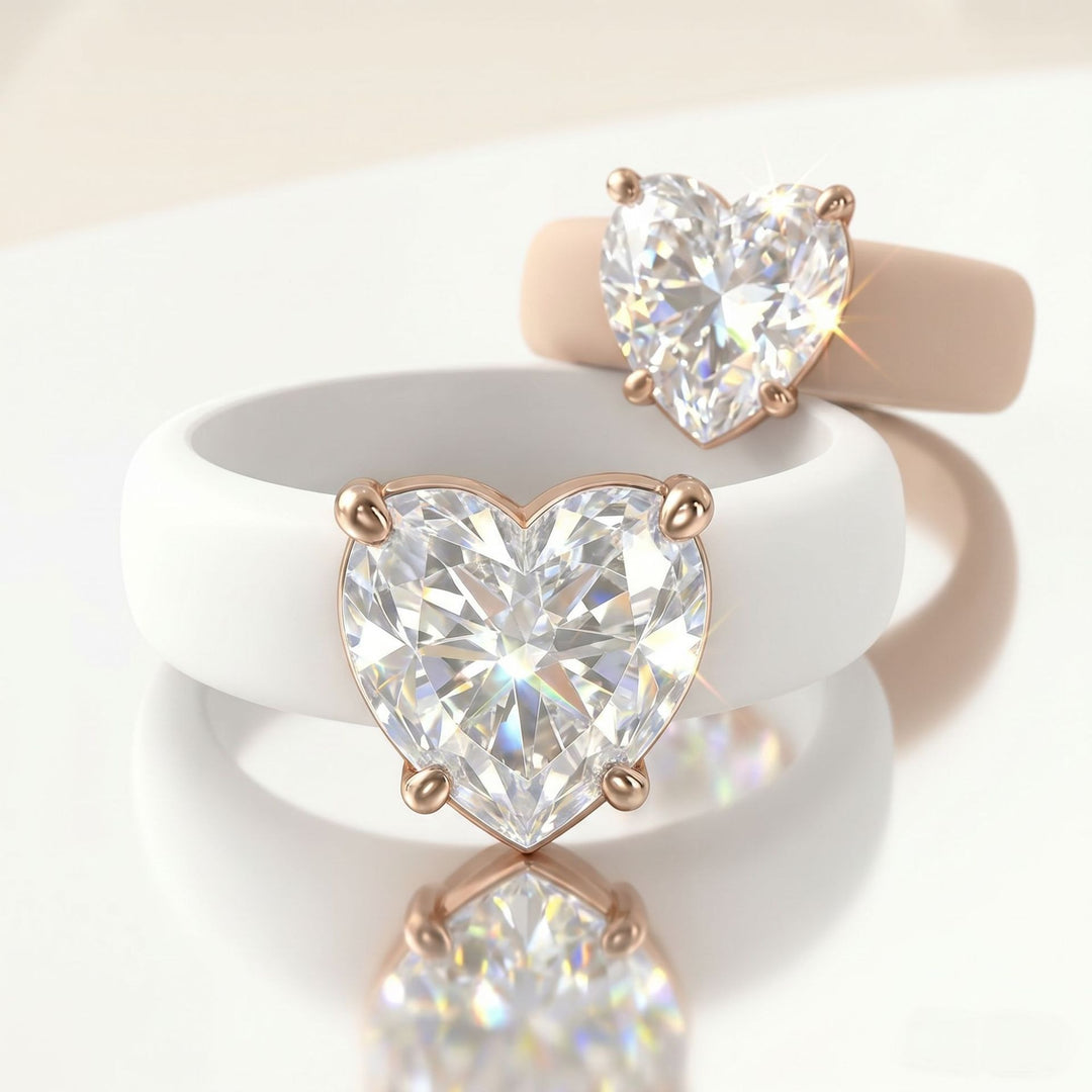 Heart Cut CZ Silicone Band Ring