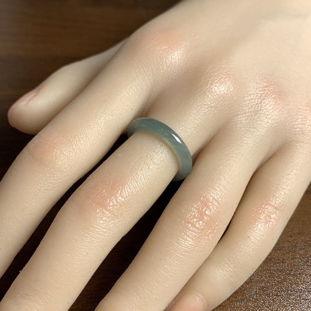 Natural Icy Blue Water Jade Plain Band Ring