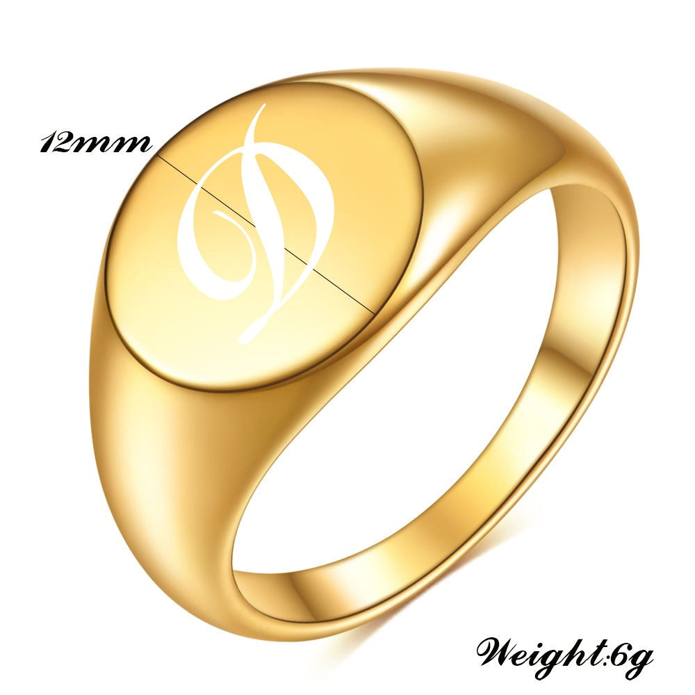 Personalized Script Initial Signet Ring