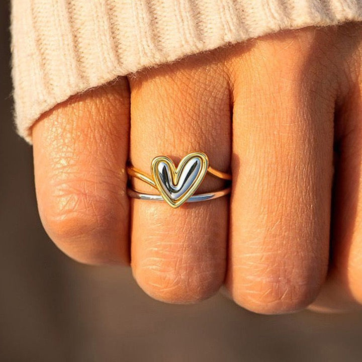 Two-Tone Heart Self Love Ring