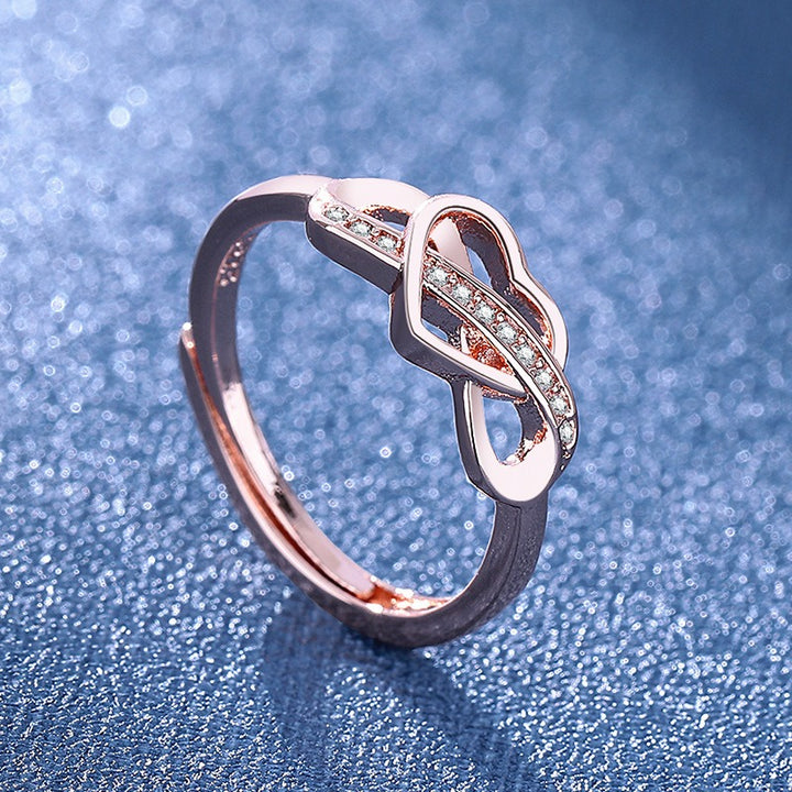 Infinity Heart Pave Adjustable Ring