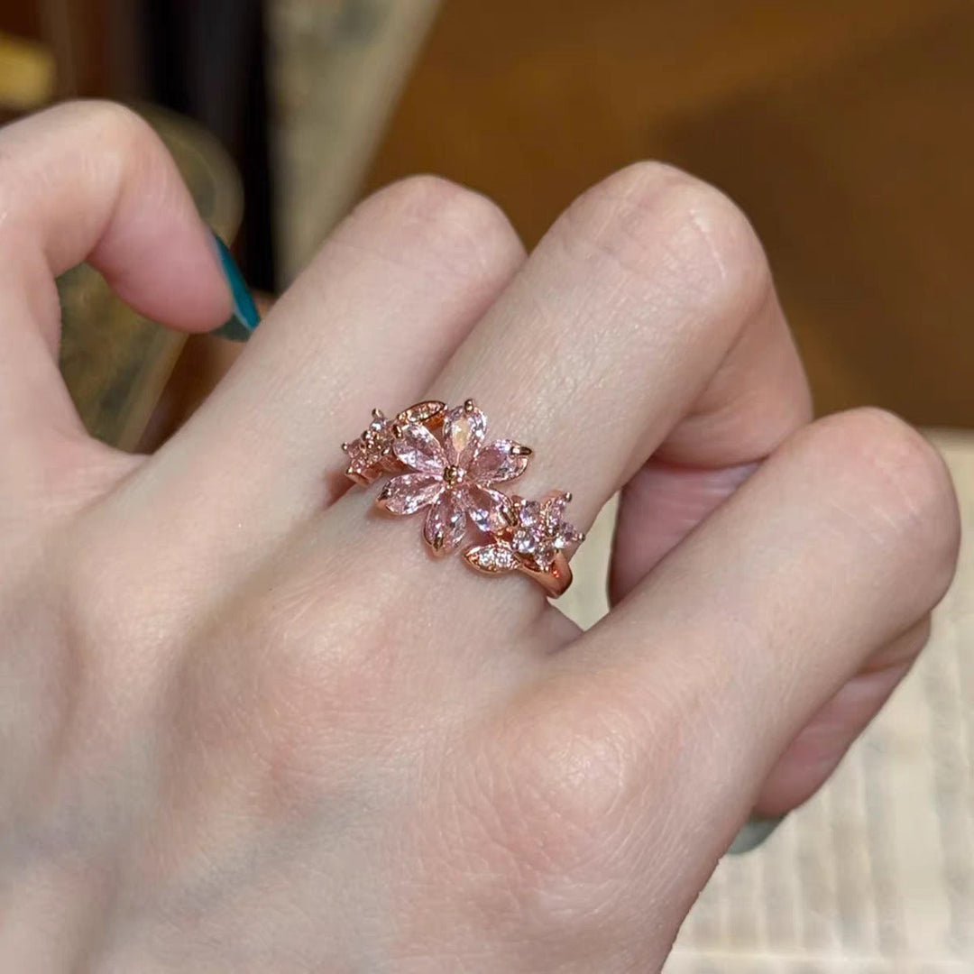 S925 Sterling Silver Marquise CZ Cluster Flower Open Ring
