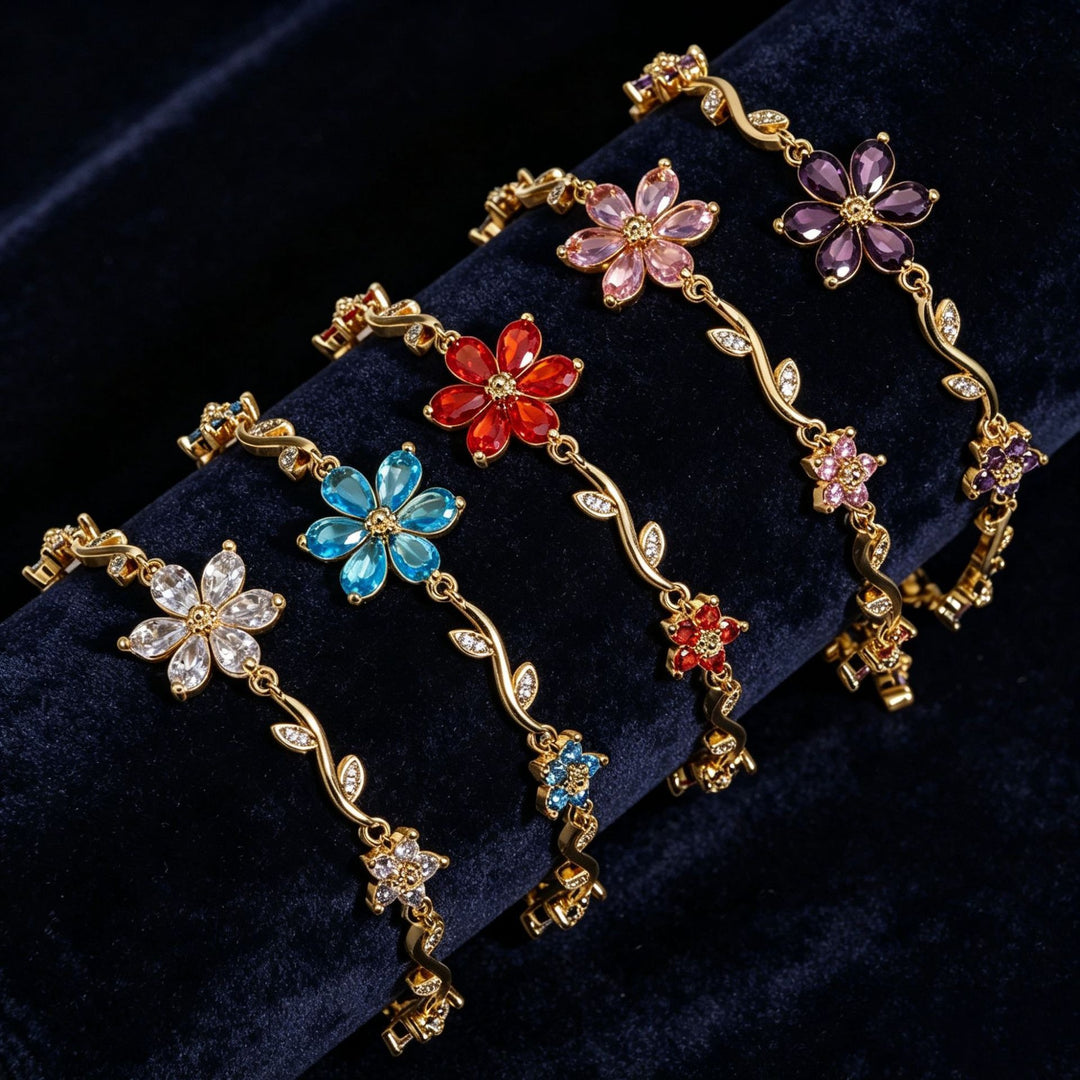 S925 Sterling Silver 18K Gold Plated Vine Flower Bracelet