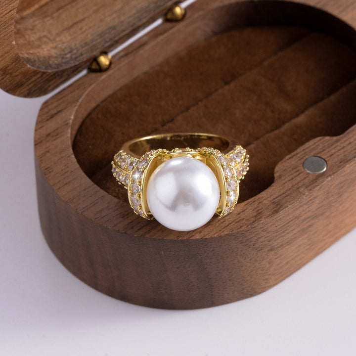 18K Gold Wrapped Lustrous Pearl Ring