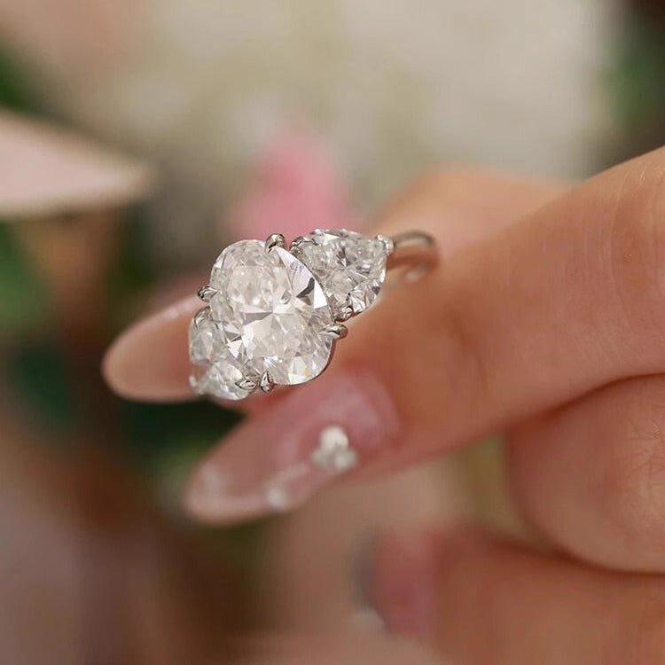 Classic Three-Stone S925 Sterling Silver Adjustable Ring