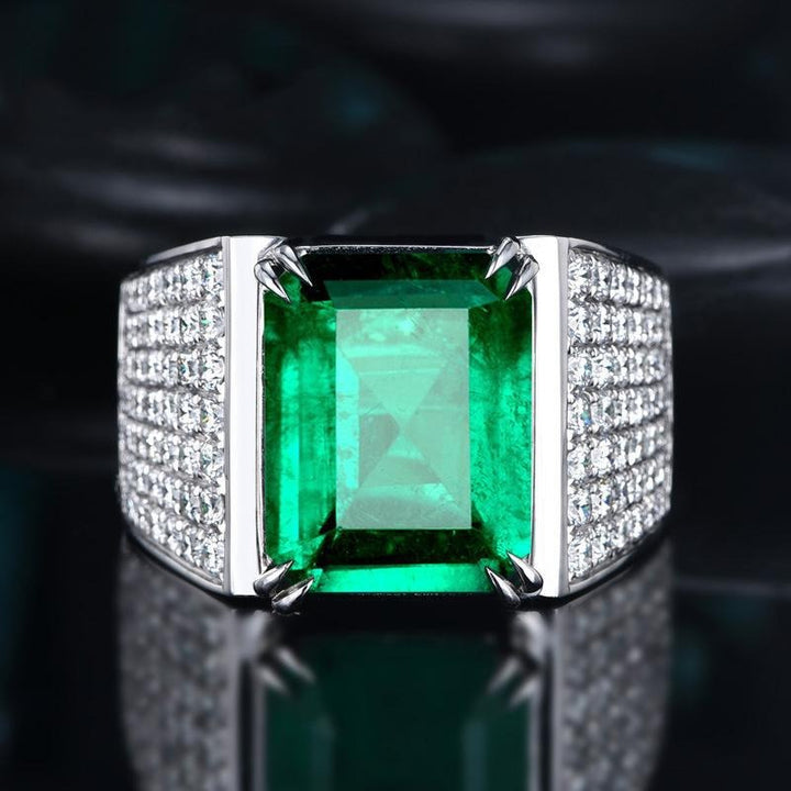 Emerald Radiance Wide-Band Statement Ring