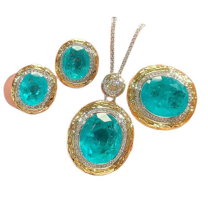 Golden Halo 18K Gold Two-Tone Micro-Pavé Gemstone 3-Piece Jewelry Set