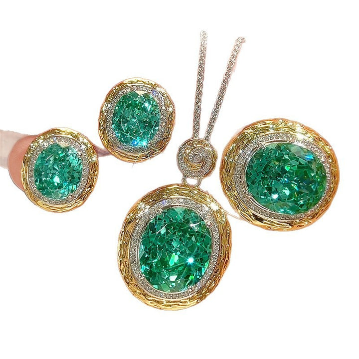 Golden Halo 18K Gold Two-Tone Micro-Pavé Gemstone 3-Piece Jewelry Set