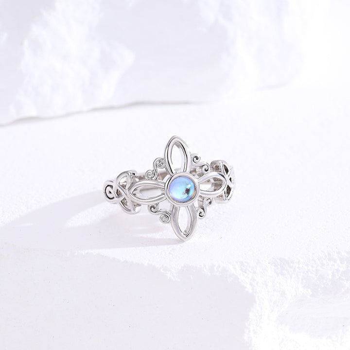 S925 Sterling Silver Celtic Witch Knot Moonstone Ring