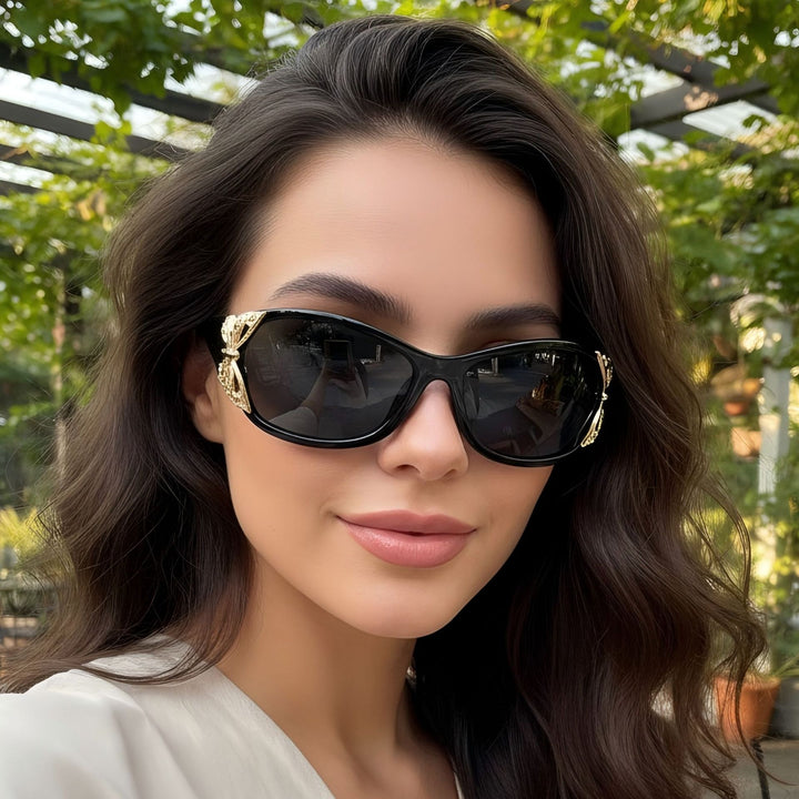 Butterfly Charm Stylish Metal-Accent Sunglasses