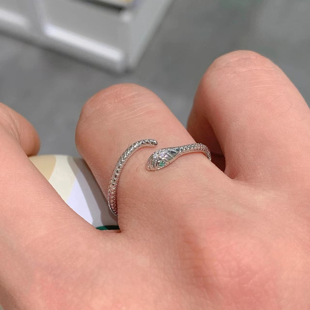 Jade Guardian S925 Silver Jade Mystic Snake Stacking Ring Set