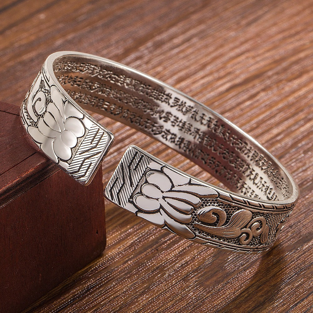 S925 Sterling Silver Vintage Oxidized Open Cuff Bangle