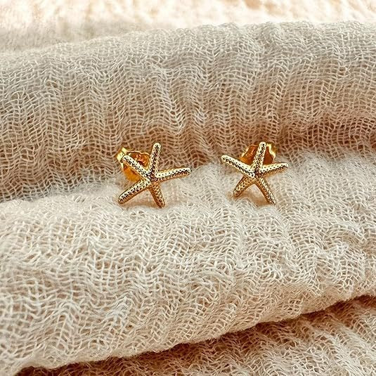 Summer Starfish S925 Sterling Silver 3D Textured Stud Earrings