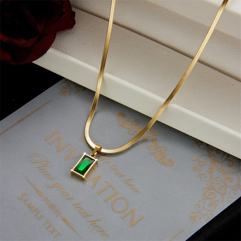 S925 Silver Gold-Plated Emerald Snake Chain Jewelry Set