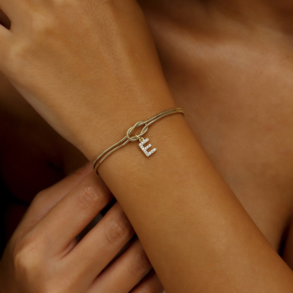 Knot of Identity 26-Letter Custom Micro-Pavé Initial Knot Bracelet